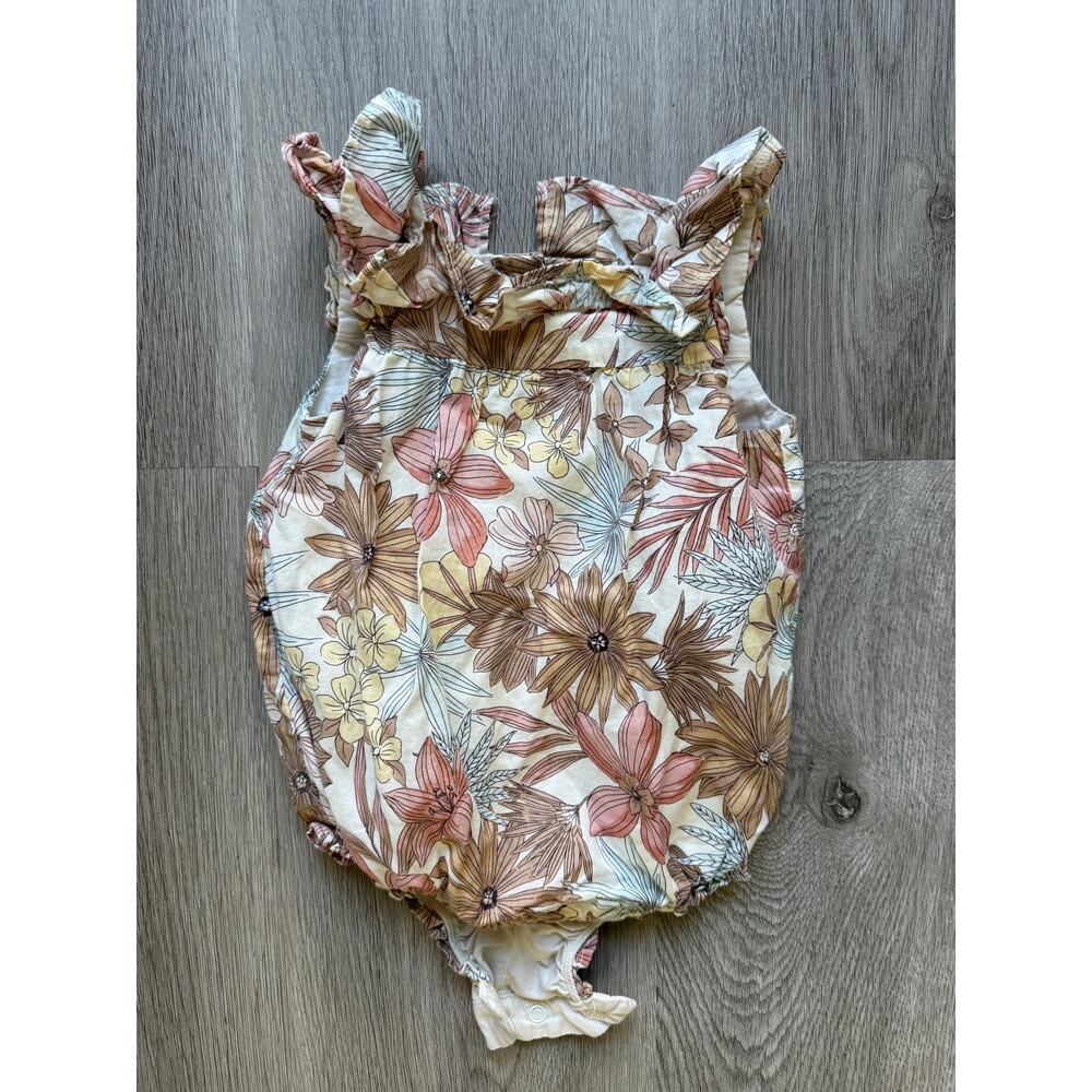Janie and Jack Baby Cream Floral Ruffle Romper, 3-6 Months